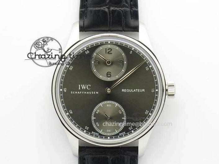 MIROTIME 0407 Portuguese IW544404 SS Gray Dial On Black Leather Strap A Practical 7259